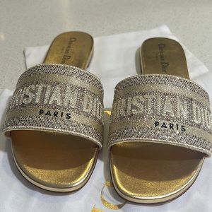 Dior Dway-Gold-Tone Cotton Embroidered w/Metallic Thread & Strass (New No Tags)